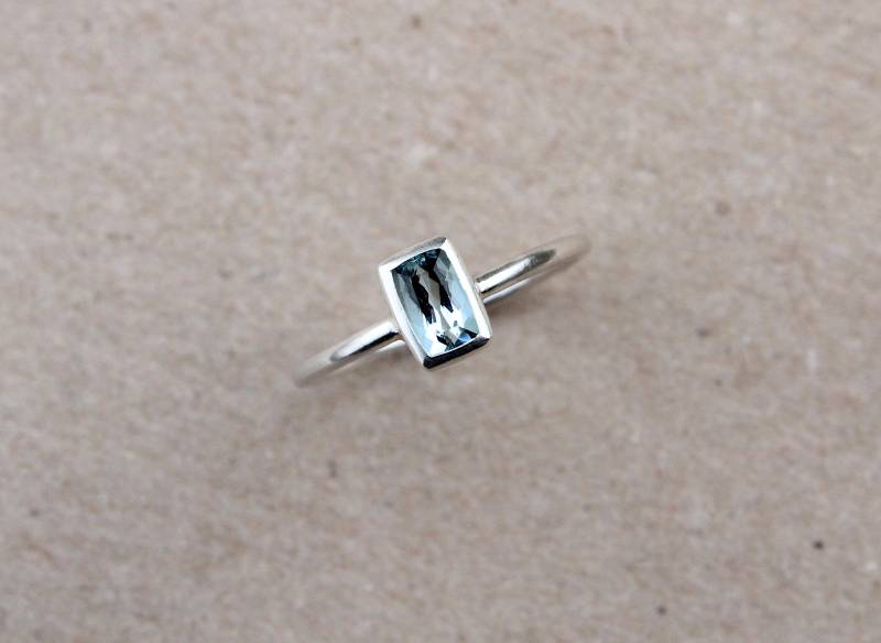 935Er Silberring Mit Aquamarin Antikschliff von badenmueller