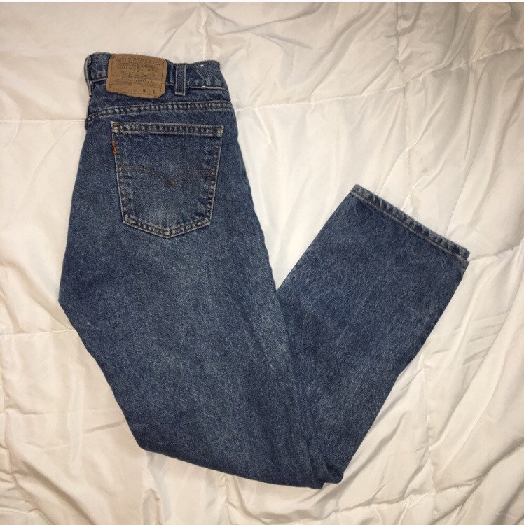 Jahrgang Levis 505 Denim Jeans Hohe Taillierte Orange Tab von badfish412