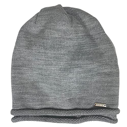 ACHTI I Damen Mütze I Longbeanie I Rund-Strick ohne Bommel I leicht gefüttert I Lange Passform I Beanie Damenmütze I Moderne Farben (grau hellgrau Uni) von bags & more