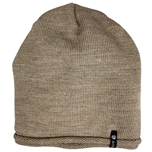 ACHTI I Damen Mütze I Longbeanie I Rund-strick ohne Bommel I leicht gefüttert I lange Passform I Beanie Damenmütze I moderne Farben (taupe uni) von bags & more