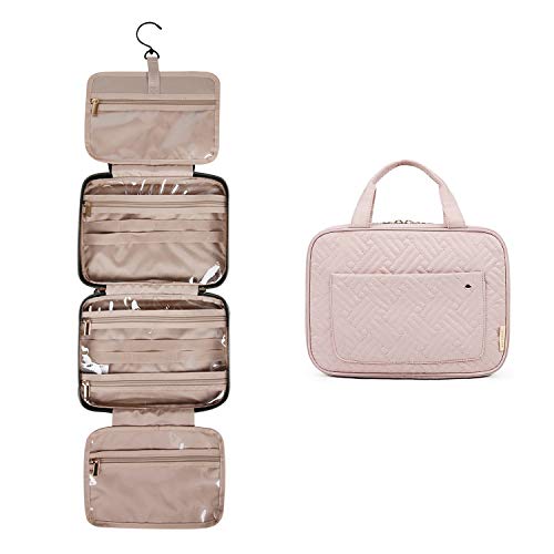 BAGSMART Kulturtasche zum Aufhängen, Damen Kulturbeutel Reise Waschtasche Transparent für Makeup,Toilettenartikel (Rosa) von bagsmart