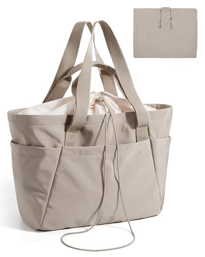 BAGSMART Reisetasche Handgepäck Tasche, Damen Handtasche Tote Bag, Faltbare & Ausdehnbare Einkaufstasche Umzugstasche, Große Handtasche für Arbeit Reise Shopping Schule, Kamel von bagsmart