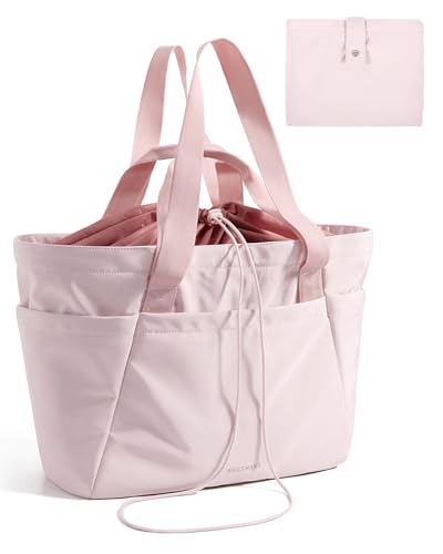 BAGSMART Reisetasche Handgepäck Tasche, Damen Handtasche Tote Bag, Faltbare & Ausdehnbare Einkaufstasche Umzugstasche, Große Handtasche für Arbeit Reise Shopping Schule, Rosa von bagsmart