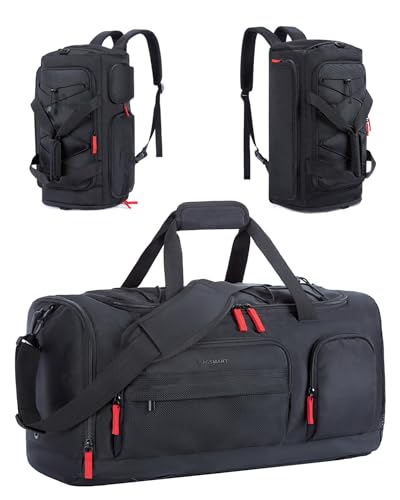 BAGSMART Sporttasche Damen und Herren, Sporttasche mit Schuhfach und Nassfach wasserdichte Gym Bag Reisetasche trainingstasche schwimmtasche für Fitness, Reisen, Outdoor-Aktivitäten, Schwarz von bagsmart
