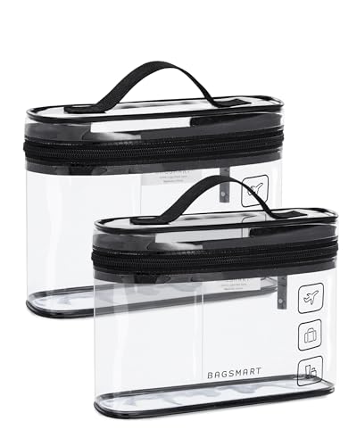 BAGSMART TSA-zugelassener Kulturbeutel, 2er-Pack transparenter Make-up-Kosmetikbeutel-Organizer, Reisetasche in Quart-Größe für Toilettenartikel, Reisezubehör fürs Handgepäck, Schwarz, 2 Stück BAGSMART TSA-zugelassener Kulturbeutel, 2er-Pack transparenter Make-up-Kosmetikbeutel-Organizer, Reisetasche in Quart-Größe für Toilettenartikel, Reisezubehör fürs Handgepäck, Schwarz, 2 Stück von bagsmart