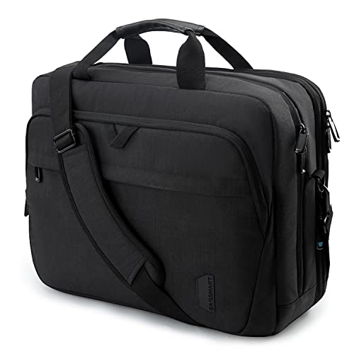 17,3-Zoll-Laptoptasche, BAGSMART Erweiterbare Aktentasche, Computertasche für Herren und Damen, Laptop-Umhängetasche, Arbeitstasche, Geschäftsreisen, Büro, abschließbar (Schwarz-17,3 Zoll) von bagsmart