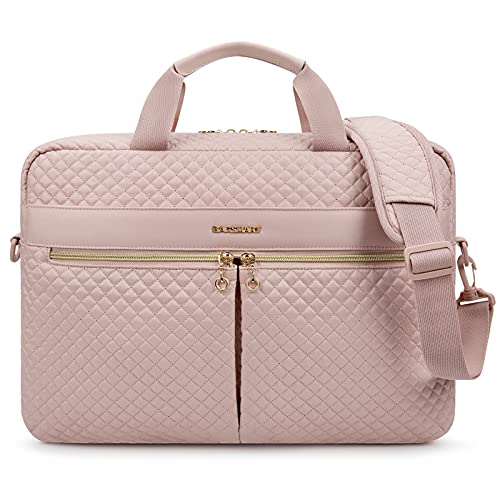 bagsmart Laptoptasche, 17,3-Zoll-Aktentasche für Frauen, große Laptoptasche, Computertasche, Büro, Reisen, Business,Pink von bagsmart