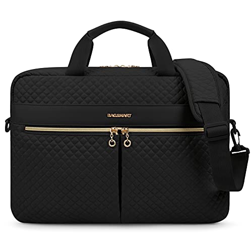 bagsmart Laptoptasche, 17,3-Zoll-Aktentasche für Frauen, große Laptoptasche, Computertasche, Büro, Reisen, Geschäft,Schwarz von bagsmart