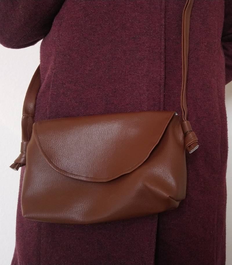 Abendtasche Kunstleder Braun, Handtasche Umhängetasche Selbst Genähte Handtasche, Kleine Tasche Braun von bagsnap