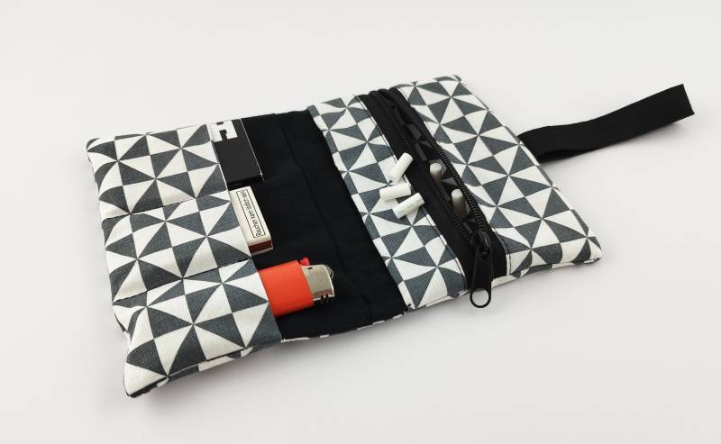 Tabaktasche Dreiecke, Tabaktasche Geometrisch, Tabakbeutel Dreiecke, Selbst Genäht, Mit Vielen Fächern von bagsnap