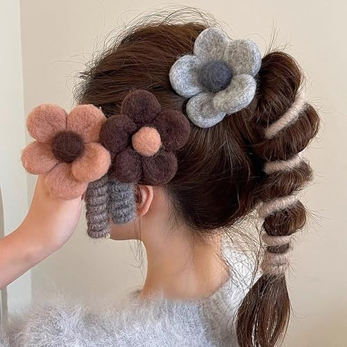 bainuote Elastische Haargummis Blumen Haargummi Haarbänder Spurenloses Spiral Haargummis Elastische Pferdeschwanz Haargummis für Mädchen und Frauen, Khaki von bainuote