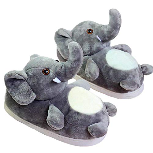 baiou 3D Winter niedlichen tier form plüsch haus hausschuhe mode warme tier cosplay Indoor schuhe für frauen (elephants gray) von baiou