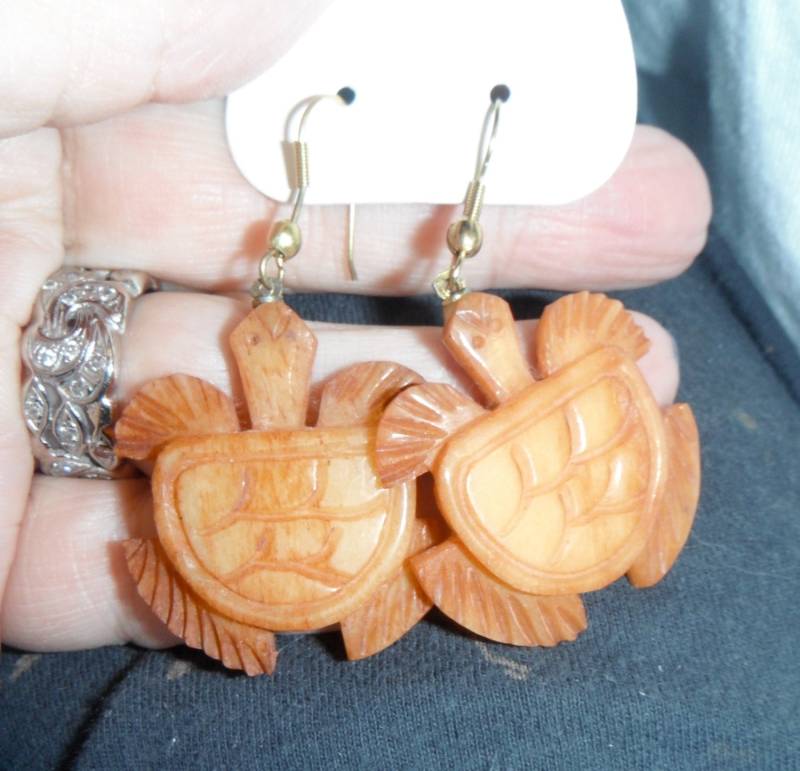 Riesige Schildkröte Ohrringe Aus Harz von bakelitecache