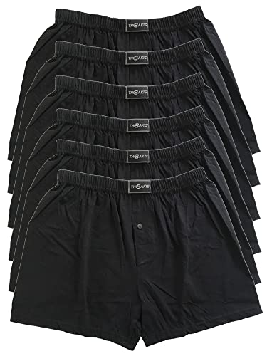 .bakis. 3/6/9/12 Stück Klassische Herren Boxershorts Unterhosen Unterwäsche mit Eingriff in Normalgröße und Übergröße, Schwarz Gr.5(S)-13(6XL) - 6 Stück - Gr. 5(S) von .bakis.