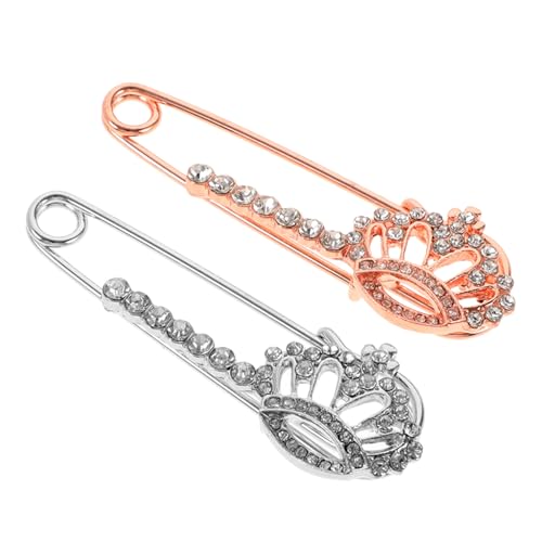 Balacoo 2 Stück Broschen Pin Sicherheitsnadeln für Damen Cardigan Strickjacke Schulterband Schmuck Anstecknadeln Modeaccessoire Rosa Gold Weiß K von balacoo