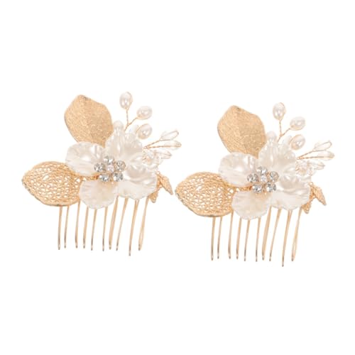 Balacoo 2 Stück Goldener Haarkamm mit Blättern und Strasssteinen Teiliges Brautschmuck mit Perlen Eleganter Haarschmuck für Damen und Mädchen Festlicher Hochzeitsschmuck für Braut und von balacoo