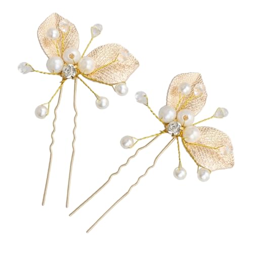 Balacoo 2 Stück Haarschmuck Design Haarnadeln mit und Perle für Hochzeit und Party U Förmig Leicht und Sicher Eleganter Haarschmuck für Mädchen von balacoo