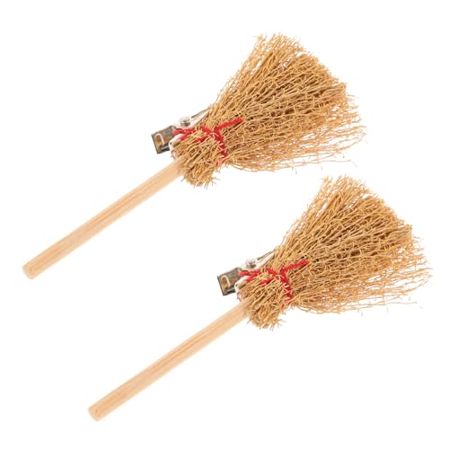 Balacoo 2 Stück Mini Hexenbesen Haarspangen für Damen Dekorative Haarclips für Halloween Kostüm Karneval Fasching Süßes Hexenzubehör für Party und Maskerade von balacoo