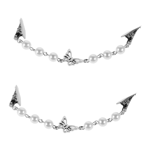 Balacoo 2 Stück Retro Strickjackenclips für Damen mit Eleganten Imitationsperlen Schmetterlingsdesign Stilvolle Pullover und Schultertuchhalter Robust und Vielseitig für Cardigans und von balacoo