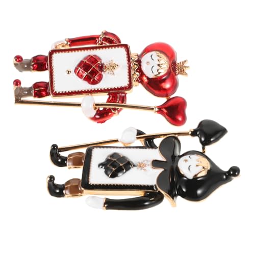 Balacoo 2 Stück Rote und Schwarze Spielkarten Broschen aus Langlebiger Legierung Dekorative Anstecknadeln für Kleidung und Hüte Vintage Soldaten Design Vielseitige Weihnachtsaccessoires von balacoo
