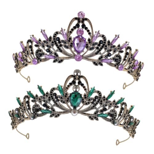 Balacoo 2 Stück Teiliges Braut Haaraccessoire mit Funkelnder Strass Krone Elegantes Hochzeitstiaraset in Schwarz und Schwarz Grün Leichter Zinklegierung für Braut und Geburtstagsfeier von balacoo