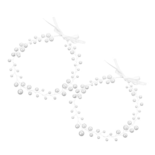 Balacoo 2 Stück Teiliges Braut Haarband mit Verstellbarem Band Perlen Haarschmuck für Frauen Leichter Hochzeitsschmuck Romantisches Stirnband für Blumenmädchen und Braut von balacoo