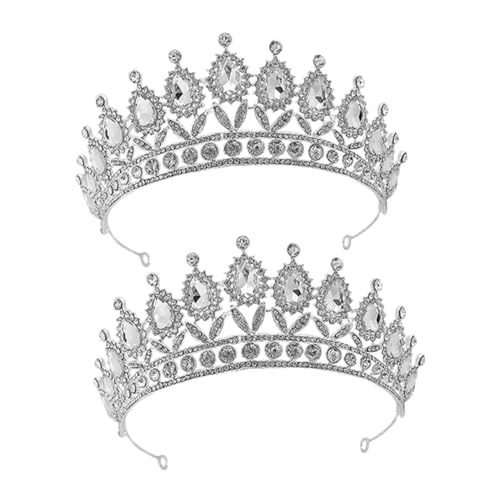 Balacoo 2 Stück Teiliges Braut Silber mit Strahlenden Tropfen Rhinestones Prinzessin Tiara Haarschmuck für Hochzeit Geburtstag Abschlussball und Festliche Anlässe von balacoo