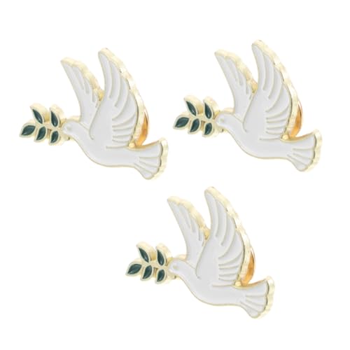 Balacoo 3 Stück Friedens Tauben Broschen aus Metall Anstecknadeln mit Olivenzweig Vielseitige Schmuckpins für Kleidung Hemd Hut Rucksack für Alltag und Festlichkeiten von balacoo