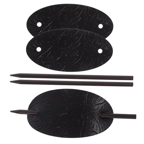 Balacoo 3 Stück Ledergarnitur Haarnadeln für Damen Ovaler Haarklammer Pferdeschwanz Halter Elegant und Leicht für Sicheren bei Hochsteckfrisuren in Schwarz von balacoo