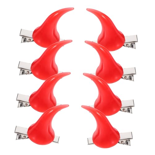 Balacoo 4 Paare Teufelshorn Haarclips Halloween Haaraccessoires für Damen Kreative Kopfbedeckung Karneval Kostüm Zubehör Langlebig und Einfach zu Tragen von balacoo