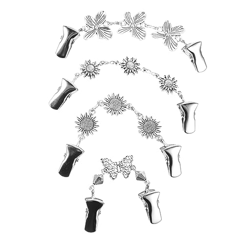 Balacoo 4 Stück Teiliges Flower Cinch Clips Stilvolle Cardigan Clips und Pullover Verschlüsse Vielseitige Anstecknadeln für Kleider Schals Kragen Geeignet für Damenmode und Alltag von balacoo