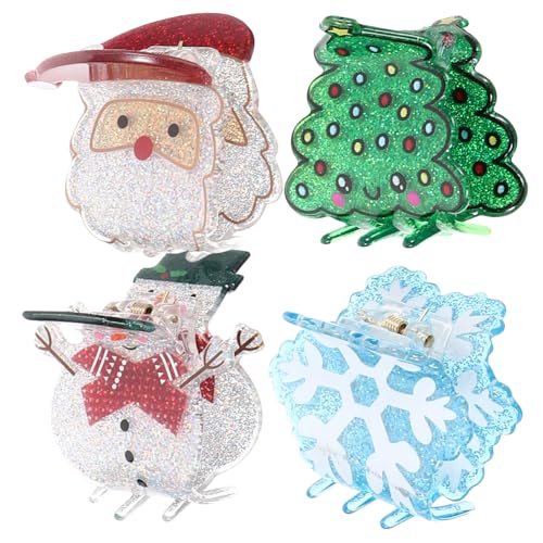 Balacoo 4 Stück Teiliges Kleine Weihnachts Haarspangen mit Weihnachtsmotiven Kompakte Haar Klammern für Dünnes Haar Festlicher Haarschmuck für Frauen zu Weihnachten und Winterpartys von balacoo