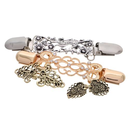 Balacoo 4 Stück Teiliges Vintage Strickjacken Clips für Damen Vielseitige Brosche im Retro Stil zum Fixieren von Pullovern Schals und Kleidern Cardigan Clips für Alltag und Festliche von balacoo