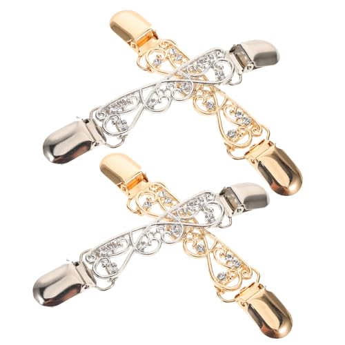 Balacoo 4 Stück Vintage Cardigan Collar Clips Hollowout Strickjacken Verschlüsse aus Langlebiger Legierung Eleganter Minimalistischer Schal und Cape Clip für Damen Vielseitig für Alltag von balacoo