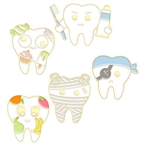 Balacoo 5 Stck Teiliges Lustige Zahn Broschen aus Robuste Metall Anstecknadeln mit Niedlichem Cartoon Design Schicke Schmuck Pins für Kleidung Rucksack und Accessoires von balacoo
