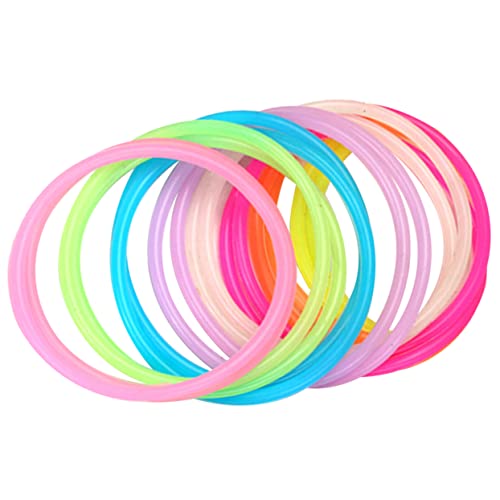 Balacoo 50 Stück Leuchtende Silikon Jelly Armbänder Flexible Neon Sportbänder Nachtlicht Freundschaftsarmbänder für Retro Partys Festivals Geburtstage Geeignet für Damen und Herren von balacoo
