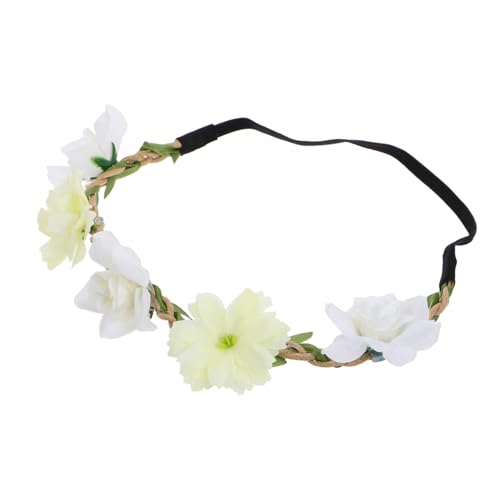 Balacoo Braut Blumenkranz Stirnband Weiß Leichter Eleganter Kopfschmuck für Hochzeit Party Strandurlaub Romantisches Haarschmuck Accessoire für Damen und Mädchen von balacoo