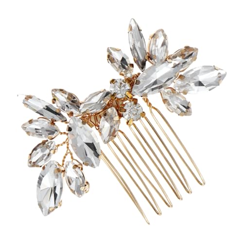 Balacoo Braut Haarkamm mit Funkelnden Strasssteinen Eleganter Goldfarbener Haarschmuck für Hochzeit Handgefertigtes Blumen Design Vielseitiges Accessoire für Braut und Brautjungfern von balacoo