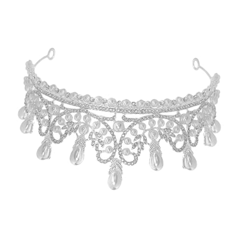 Balacoo Braut Haarschmuck Perlenkrone mit Funkelnden Strasssteinen Filigrane Hochzeit Tiara Damen Stirnband Elegantes Accessoire für Braut und Festliche Hochzeitsfeier von balacoo