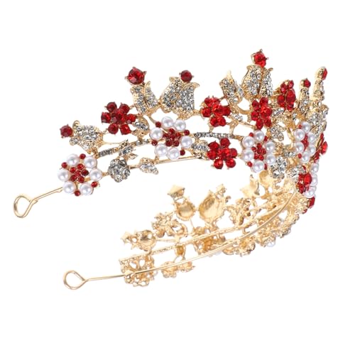Balacoo Brautkrone Stirnband mit Funkelnden Strasssteinen Gold Rot Damen Tiara Haarschmuck für Hochzeit Party Fotoshooting Verziert für Brautjungfern und Festliche Anlässe von balacoo