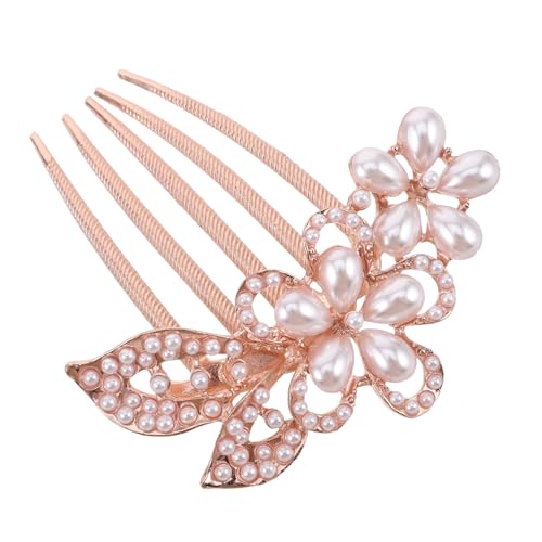 Balacoo Brautschmuck Haarkamm mit Perlenbesatz Eleganter Metall Haarschmuck für Hochzeit Langlebiger Tarnresistenter Kamm Stilvoller Blumen Haarschmuck für Braut und Brautjungfern von balacoo