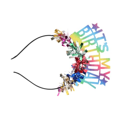 Balacoo Buntes Birthday Tiara Stirnband mit Tassel Dekoration für Frauen Mädchen Geburtstagskrone Kopfschmuck Party Haarreif für Festliche Anlässe und Feiern von balacoo