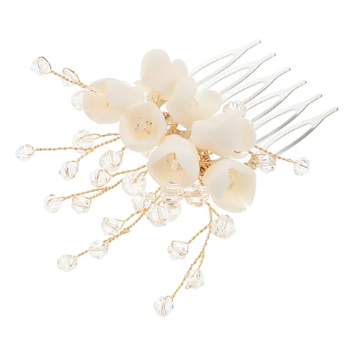 Balacoo Eleganter Braut Haarkamm aus Weißem Kunstharz mit Handgefertigten Blumen Multifunktional als Haarnadel und Kamm Vielseitiger Hochzeitsschmuck für Festliche Brautfrisuren von balacoo