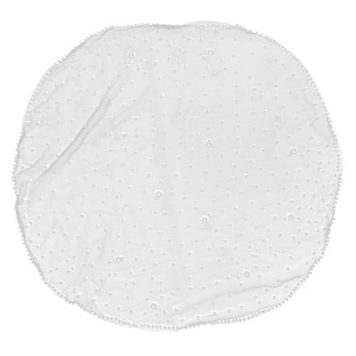 Balacoo Eleganter Kurzer Brautschleier mit Perlenverzierung Weißer Spitzenstoff Leichter Vintage Stil für Hochzeit Fotoshooting und Junggesellinnenabschied von balacoo