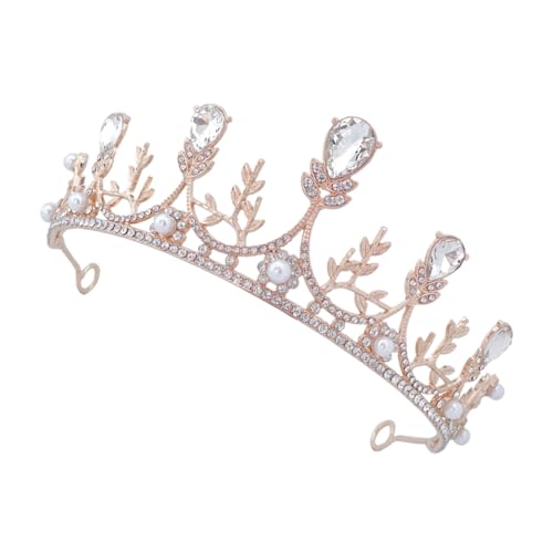 Balacoo Hochzeitskrone mit Funkelnden Strasssteinen Luxuriöses Braut Haarreif Komfortables Diadem für Hochzeit Party und Fotoshooting Elegantes Brautschmuck Zubehör in Gold Weiß von balacoo