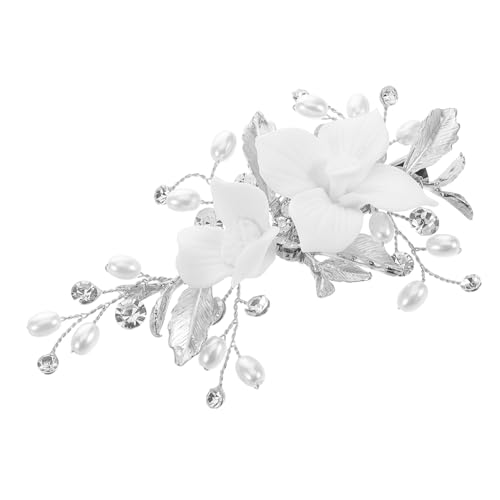 Balacoo Keramik Blumen Haarspange für Damen Sicheres Haarschmuck Accessoire mit Spitzem Clip Design für Hochzeit Fotoshootings und Festliche Anlässe Brautfrisur Ergänzung Silberfarben von balacoo