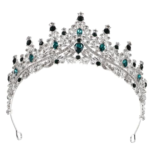 Balacoo Kristallbesetzte Damenkrone Silber mit Grünen Strasssteinen Tiara Haaraccessoire für Hochzeit Braut Brautjungfern Festliche Anlässe und Prinzessinnen Partys von balacoo