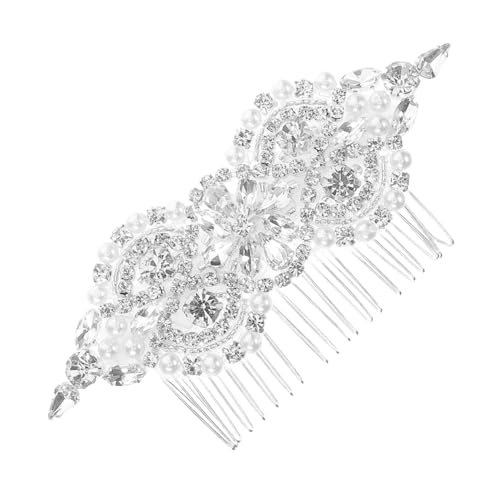Balacoo Luxuriöser Braut Haarkamm mit Künstlichen Diamanten und Perlen Handgefertigtes Silbernes Haarteil für Frauen Eleganter Haarschmuck für Hochzeit Party Geburtstag und Festliche von balacoo