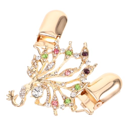 Balacoo Metallic Peacock Cardigan Clip mit Strassbesatz Eleganter Shawl Clip für Damen Vielseitige Spange zum Verschließen Offener Strickjacken Brosche für Pullover und Schals Unisex von balacoo