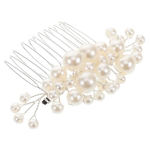 Balacoo Perlenbesetzter Braut Haarkamm aus Langlebigem Metall Eleganter Hochzeitsschmuck für Frauen Vielseitiger Kopfschmuck für Brautfrisuren und Formelle Anlässe Silberner Hochzeitskamm von balacoo
